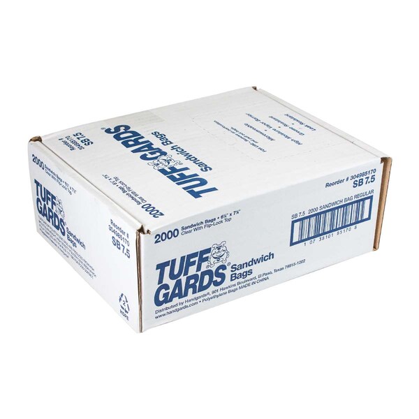 Zipgards 6.5"x7.5" Clear With Flip-Lock Top High Density Sandwich Bag, PK2000 304985170 - main